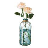 Diamond Star Florero De Vidrio Rstico Decorativo Azul Con Re