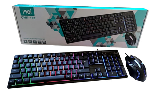 Combo Gamer Alámbrico Teclado Español Mouse Rgb Iluminado