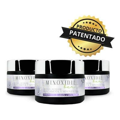 Crema Auxiliar Minoxidil 5% Y Bergamota 3 Tarros 60g C\u002Fu | Meses sin interés