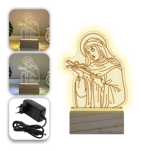 Luminária De Mesa Smart Sagrada Santa Rita De Cássia 3d Led 