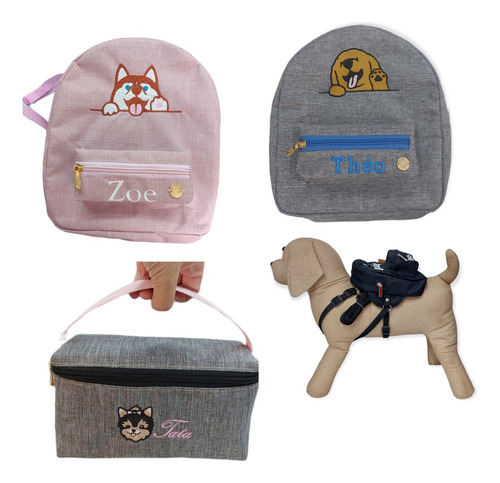 Kit Mochila Pet E Necessaire Para Banho Personalizada 