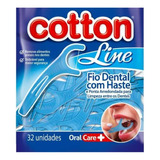 Fio Dental Com Haste 32 Unidades Adulto/criança Cotton Line