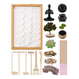 Kit Mini Jardín Zen Con Bandeja De Bambú Decoración Escrit