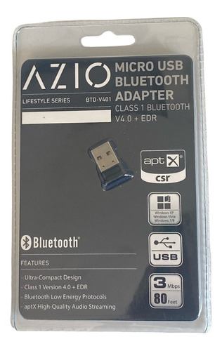 Adaptador Azio Bluetooth, Micro Usb, V4.0