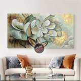 Cuadro Magnolia Flor Arte Abstracto Canvas Grueso 140x70cm Color Multicolor