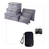 Set X6 Organizador Valija + Porta Pasaporte Documento Viaje