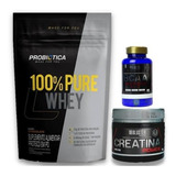 Kit 100% Whey Protein Probiotica+ Creatina 150g+ Bcaa 60 Cap