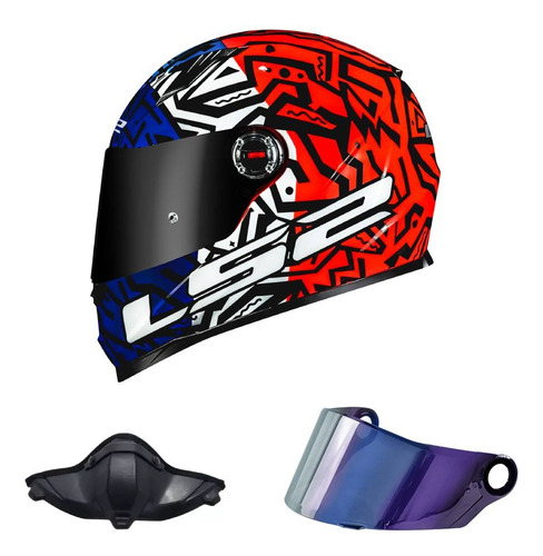 Capacete Feminino Ls2 Ff358 Memphis + Viseira E Narigueira