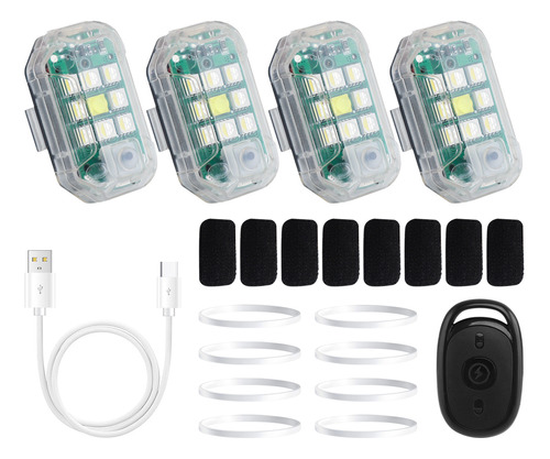 4pcs Led Inalámbrico Luces Estroboscópicas De Motocicleta