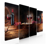 Set De 4 Cuadros Decorativos Para Comedor Vino Y Uvas