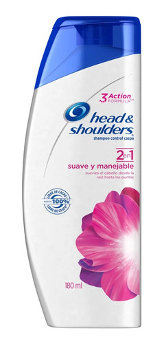 5 Pzs Head & Shoulders Shampoo 2en1 Suave Y Manejable 180ml