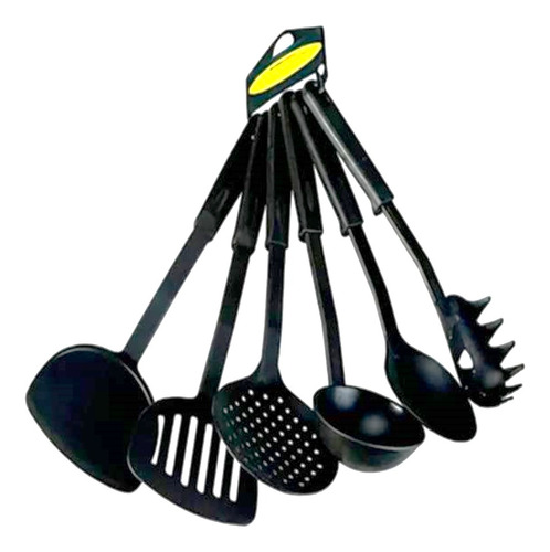 Juego 6 Utensillos Espatula Espumadera P/ Ceramica Teflon 