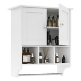 Gabinete De Medicina Con Toallero Ajustable, Blanco