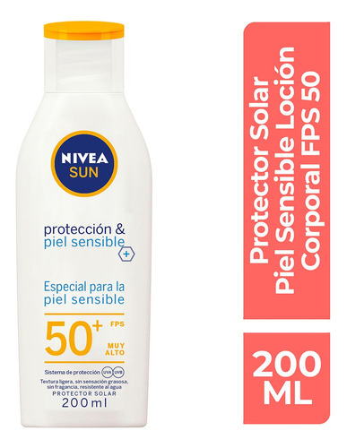 Protector Solar Nivea Sun Para Piel Sensible Fps 50+ 200ml