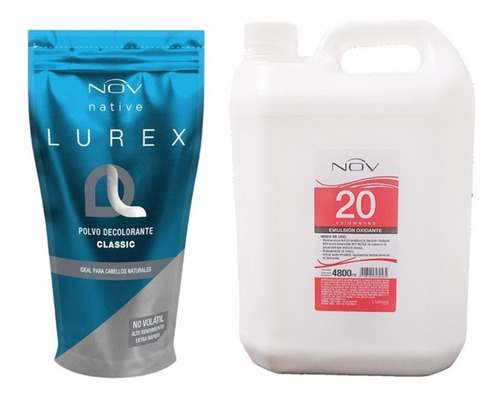 Polvo Decolorante Nov Lurex + Emulsión Oxidante 20vol 5lts