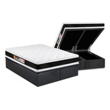 Cama Box Baú Queen: Colchão Espuma Castor D45 Black E White