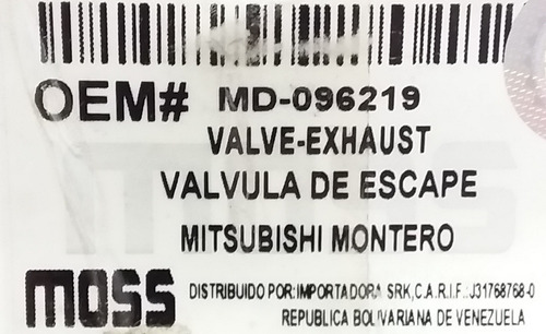 Valvula Escape Mitsubishi Montero Moss 81-96219 Foto 4