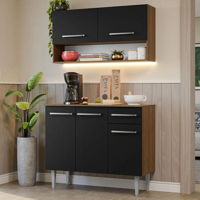 Cocina Integral Modular Madesa Emilly 105cm Mm Marrón\u002Fnegro | Meses sin interés