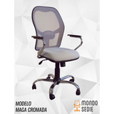 Silla Sillon Oficina Escritorio Cromado Diseño Red Tela Gris