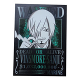 Poster Cuadrado One Piece, Wanted Vinsmoke Sanji - Negro