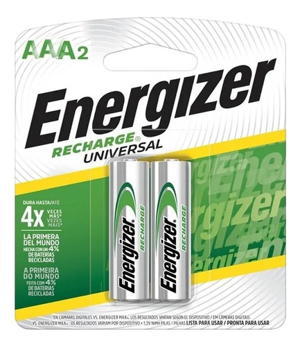 Energizer Pilas Recargables Aaa Blister X 2u 700mah 1,2v 