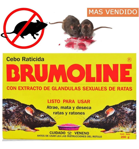 Veneno Ratas Roedores Brumoline X100grs Raticida Mata Deseca