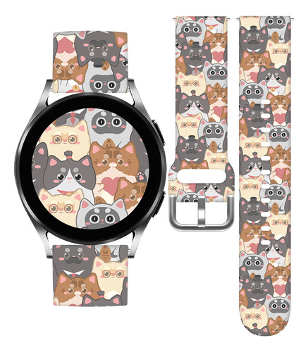 Correa De Reloj Cute Cats De 20 Mm Compatible Con Samsung Ga