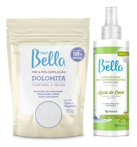 Masc De Porcelana Kit Dolomita Loção Água De Coco Depilbella