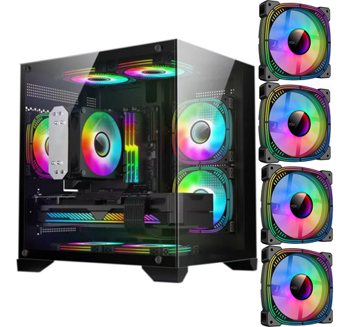 Gabinete Gamer 4 Fans Rgb  Micro-atx Gb1790 Hayom Vidro