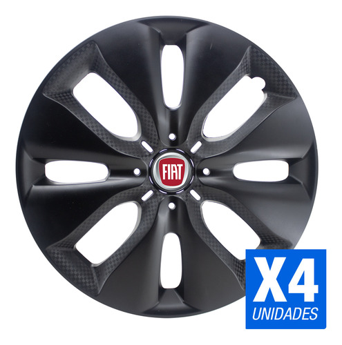 Juego 4 Tasas Univ Revolution Negro Mate 14 Pul Logo Peugeot