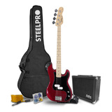 Paquete Bajo Electrico Jethro Series By Steelpro 502-sk Rojo