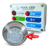 Kit Iluminação Piscina 6 Leds 9w Inox + Central Comando