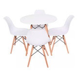 Kit Conjunto Mesa Redonda 70cm Com 4 Cadeira Charles Eames