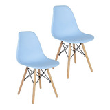 Set De 2 Sillas Holly Estilo Eames Comedor Color Azul