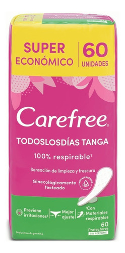 Protectores Diarios Carefree Ajuste Tanga Sin Perfume X 60 U