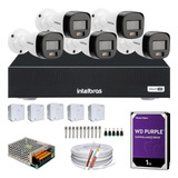 Kit 5 Câmeras Cftv Intelbras Full Color 1080p Hd 1tb Purple