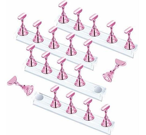 Equipo Para Decorar Uñas 4 Sets Pink Nail Stand For Press On