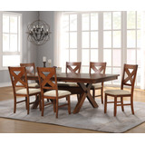 Roundhill Furniture Karven Wood - Juego De 7 Piezas, Mesa D.