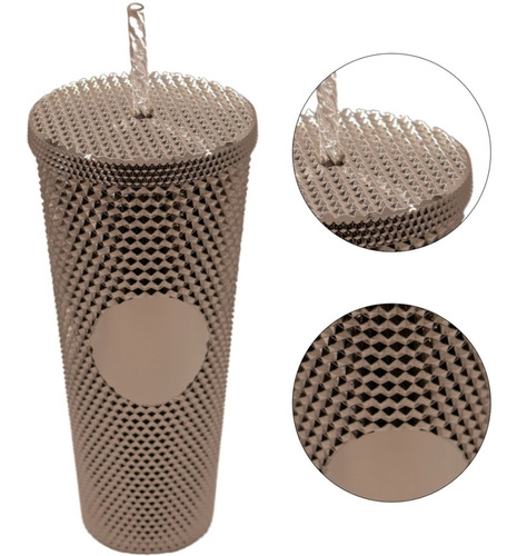 Vaso Doble Pared Termo Studded 24oz Tapa Popote Wellspring