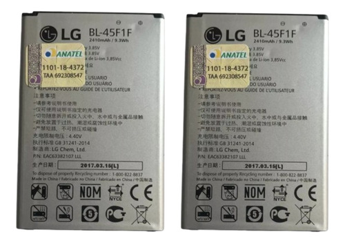 2x Bat.era LG K4 2017/ K9 / K8 2017 - Modl: Bl-45f1f 