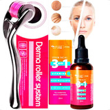 Kit Serum Facial 3 Em 1 + Microagulhamento Dermaroller