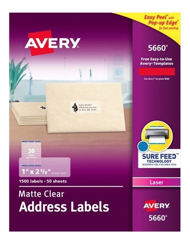 Etiquetas Traslucidas De 2,5cm X 6,7cm Avery 5660
