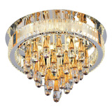 Lámpara Candil Gold Plata Lujo Moderno 60cm Cristal Benkel Color Plateado