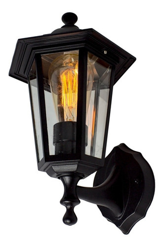 Arandela Colonial Rustica Retro Sextavada Nitrolux Bivolt Cor Preto 110v/220v