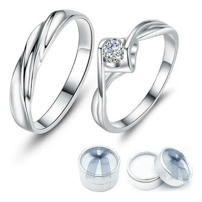 2 Anillos De Promesa Plata 925 Para Moderno Parejas Noviazgo Plateado Adjustable Ajustable