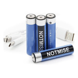 Notmise Paquete De Baterias Recargables Usb Aaa: 4 Baterias