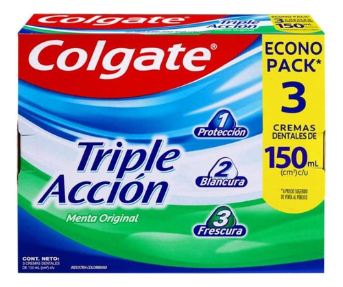 Colgate Triple Acción 3 X 150ml - Ml - mL a $84