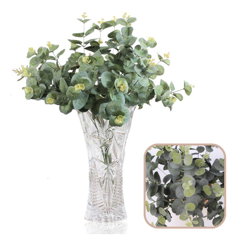 10 Galhos/hastes Eucalipto Folhagem Artificial Planta Decor