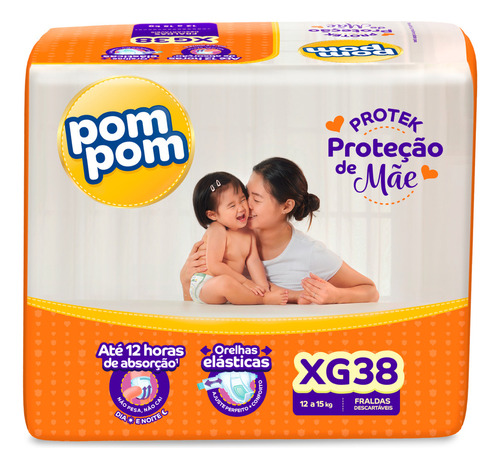 Fralda Pom Pom Protek Proteção De Mãe Mega Xg 38 Unidades Gênero Sem Gênero