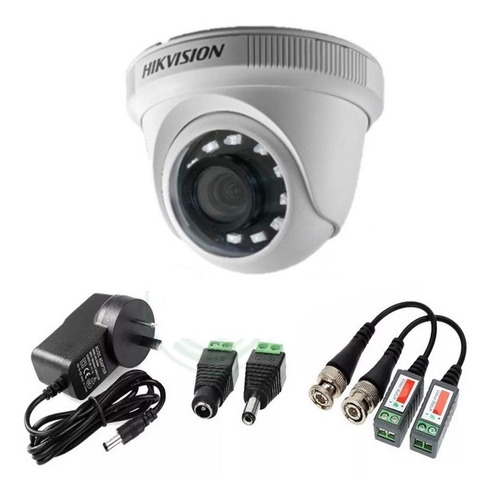 Camara Domo Hikvision 1 Mp Hd Interior + Fuente Balun Cctv